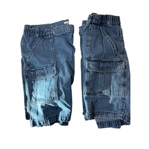 LOT OF 2 Savane Mens W44 Denim Cargo Shorts Light Wash Blue Cotton